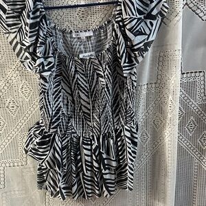 Marshalls Black & White Smocked Ruffle Camisole